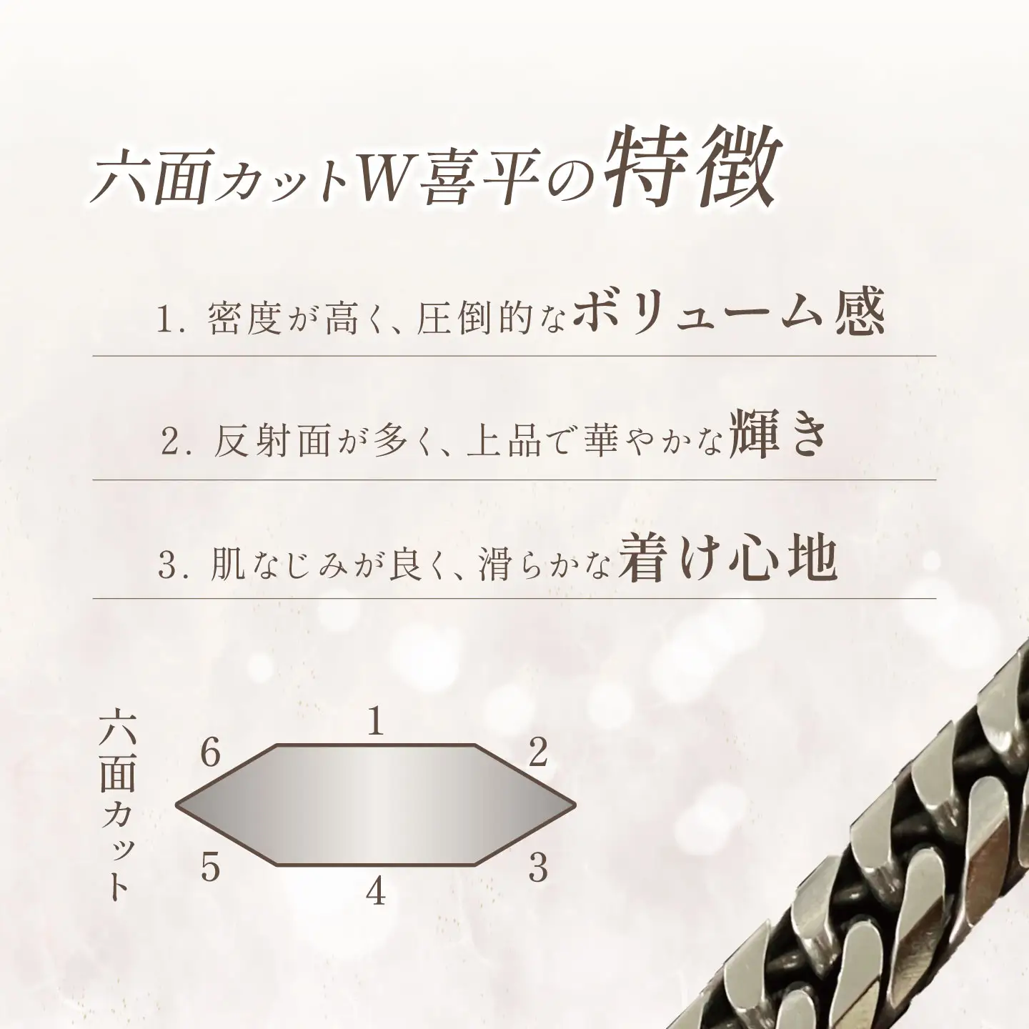 純チタン ネックレス2.0Φ六面W喜平60cm チタン