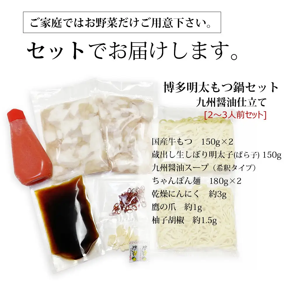 博多明太醤油もつ鍋セット 2～3人前 B024R