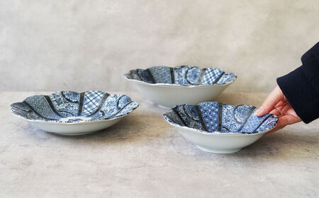 【美濃焼】紺青華 3種×各2点 6点セット【カネ定製陶】和食器 プレート ブルー[MEI010]