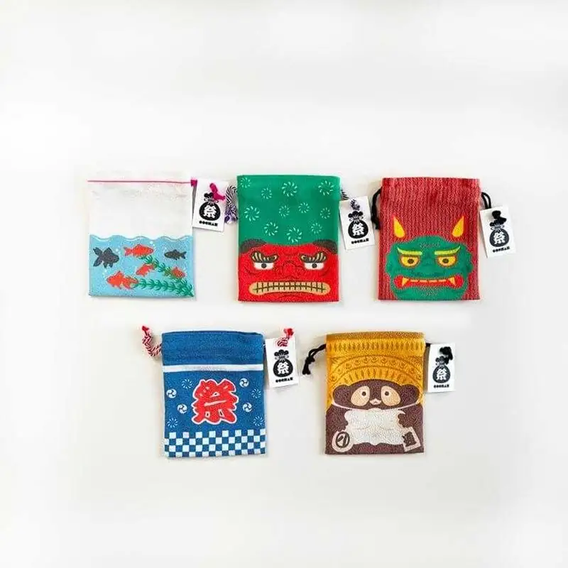 丹後ちりめん 祭巾着（はっぴ） サイズ：約17cm×13cm