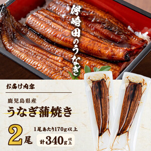【数量限定】鹿児島県産 伊崎田のうなぎ蒲焼 大＜170g以上＞× 2尾(計340g以上) 鰻 うなぎ ウナギ 蒲焼き 2尾 国産 九州産 鹿児島県産 冷凍 おつまみ 鰻重 うな丼 a6-053