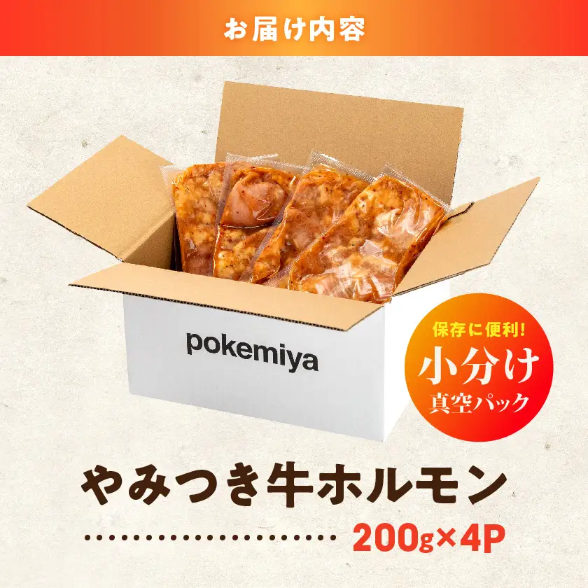 やみつき牛ホルモン800g!(真空小分け)〔LG8-3307〕_(都城市) 牛ホルモン 味付き 200g×4P 800g 小分け 真空パック