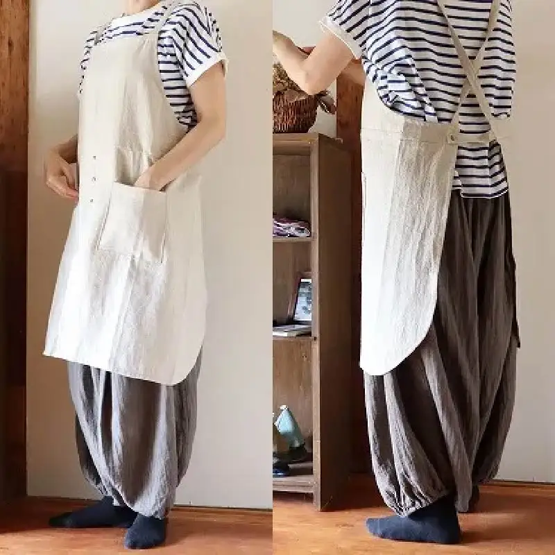すりっとエプロン Fu-ra 【カラー：生成り 】エプロン 手作り ハンドメイド 30-073