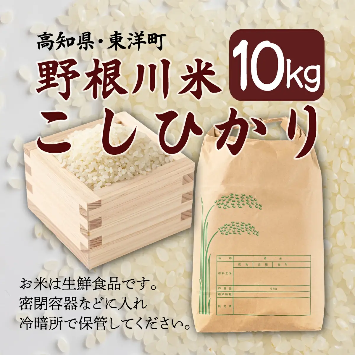 【先行予約】【令和8年度産】MZ001 野根川米10kg こしひかり