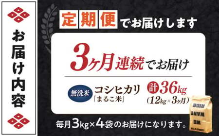【全3回】近江米 コシヒカリまるこ米12kg（3kg×4）　無洗米 [AQCZ029] コシヒカリ