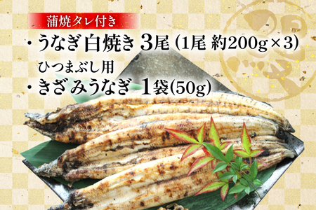 うなぎ 鰻 白焼き 3尾 たれ付き