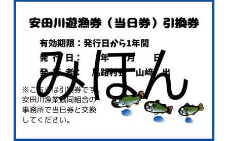 安田川 遊漁券（当日券） 高知県 馬路村 釣り 鮎