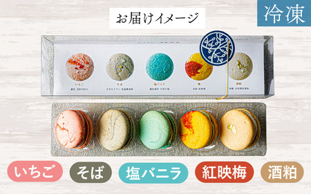 福井を感じるマカロンアソート【いちご、蕎麦粉、塩バニラ、紅映梅、酒粕】[A-116002]