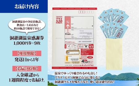 洞爺湖温泉感謝券 9000円 分 金券 クーポン 洞爺湖 湖 温泉 リゾート 有珠山 火山 自然 花火 イルミネーション 旅行 観光 宿泊 施設 北海道 ふるさと納税 絶景 旅 体験