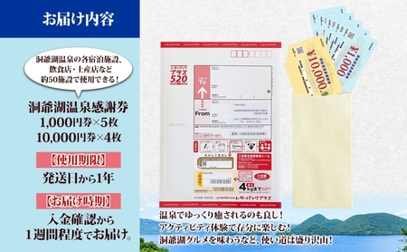 洞爺湖温泉感謝券 45000円 分 金券 クーポン 洞爺湖 湖 温泉 リゾート 有珠山 火山 自然 花火 イルミネーション 旅行 観光 宿泊 施設 北海道 ふるさと納税 絶景 旅 体験 