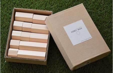 M13S27 木のおもちゃ 東濃ひのきの無塗装ブロック 「ハニーブロック」 