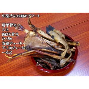 【わんこ用】阿智村で捕獲された鹿を木と水だけで加工した、無添加犬用フード/燻製鹿骨・鹿肉アソート/Lサイズ　いろんな部位を少しずつピックアップしたお試しにもピッタリなアソートセット
