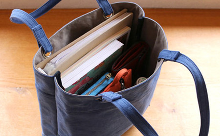 トートバッグ デイリー・トート その２（ベージュ×オレンジ）バッグ 帆布
