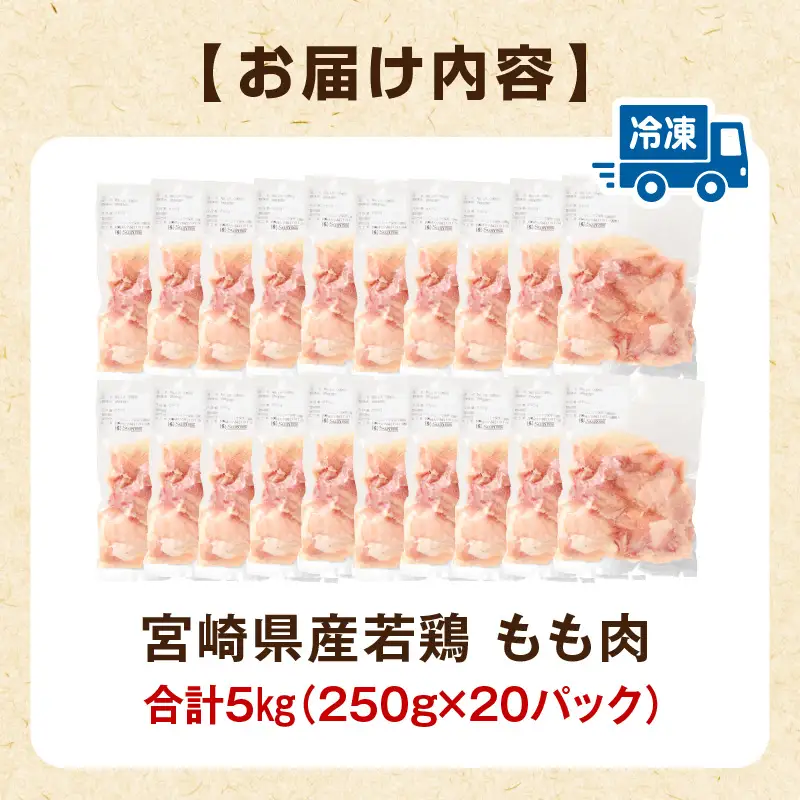鶏肉 もも肉 鶏肉[宮崎県産 若鶏 5kg 250g×20P]