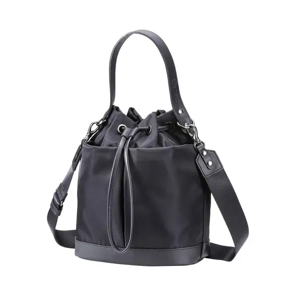 豊岡鞄 TUTUMU sacca Rich S4700RI ブラック/ 巾着型 2WAY BAG ショルダーバッグ 手提げバッグ ショルダベルト付き レディース 高級 おしゃれ バッグ かばん カバン 鞄 ブラック 黒色