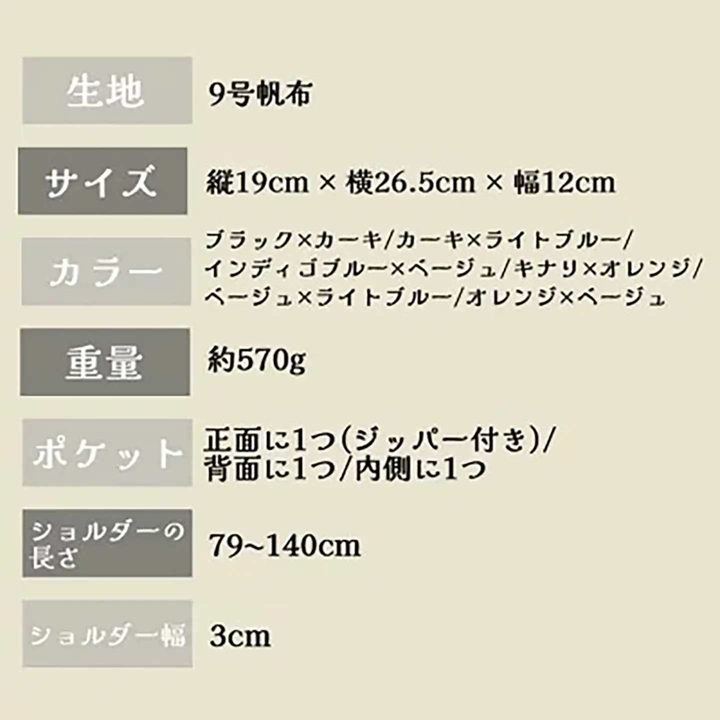 ショルダーバッグ ごきげんショルダー・その２（ブラック×カーキ） 帆布