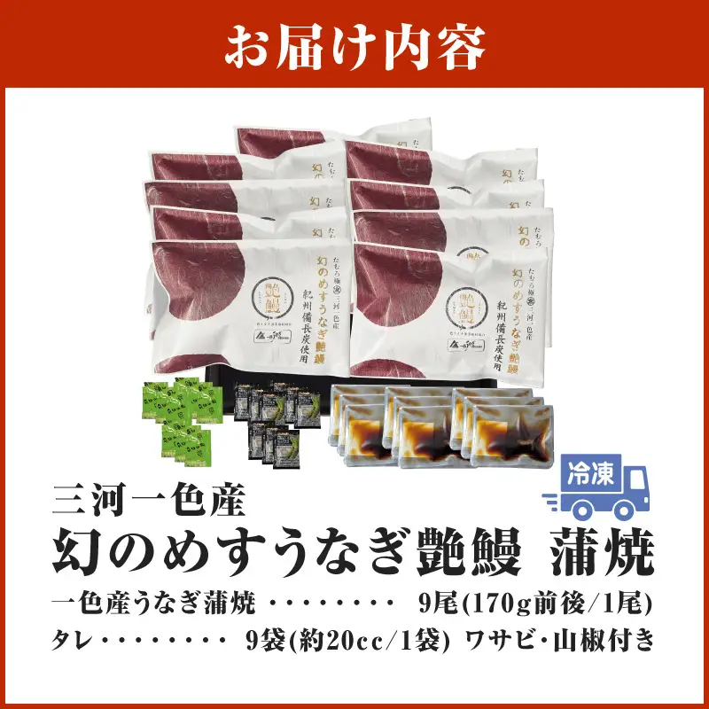 三河一色産　幻のめすうなぎ艶鰻　蒲焼9尾・T119