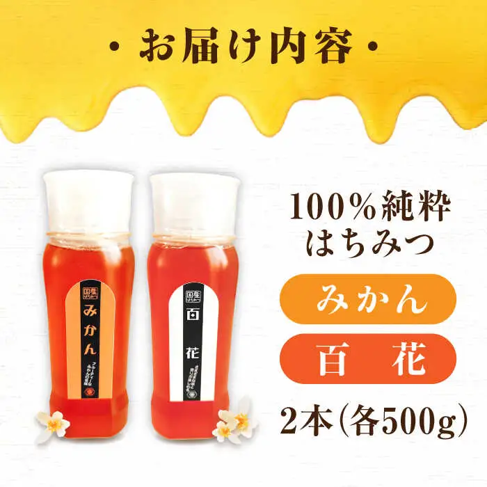 はちみつ チューブ2本セット（百花・みかん）各500g [APBO003] はちみつ