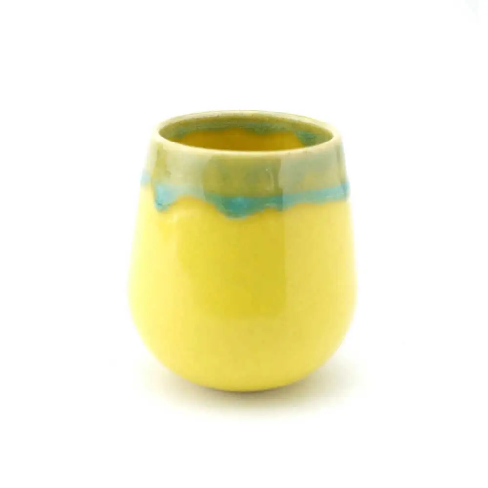 【波佐見焼】Folk Design 片口酒器・盃 黄地緑釉流し 2点セット【玉有】[IE56]