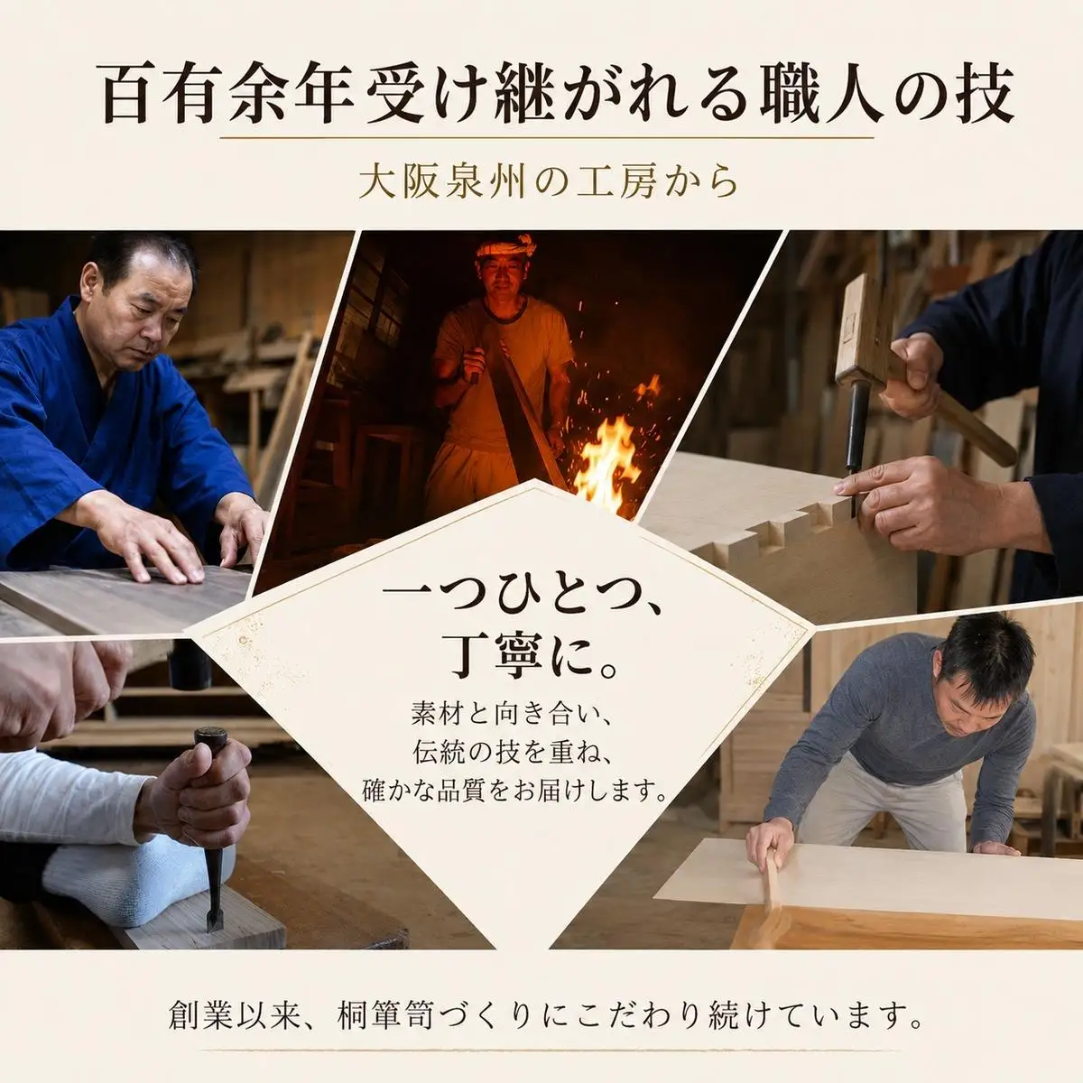 文机桐大阪泉州桐箪笥伝統工芸士作初音の家具文机