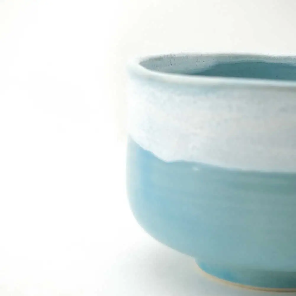 【波佐見焼】Folk Design 野点抹茶碗 青釉白唐津流し 1点【玉有】[IE52]