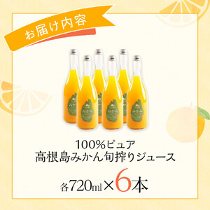 100%ピュア高根島みかん旬搾りジュース　6本セット