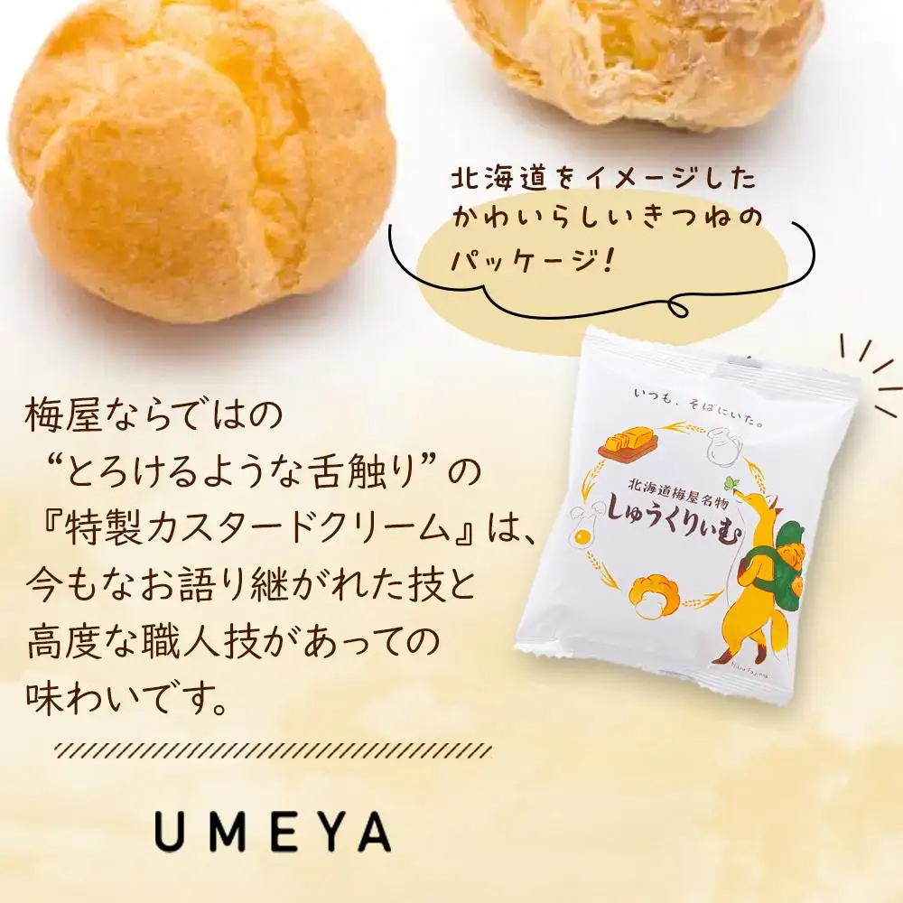 【定期便】梅屋名物「しゅうくりぃむ」　12個　（3回隔月発送） 【 シュークリーム 菓子 お菓子 おかし スイーツ デザート 洋菓子 旭川 北海道 人気 お楽しみ セット 食品 】_04856