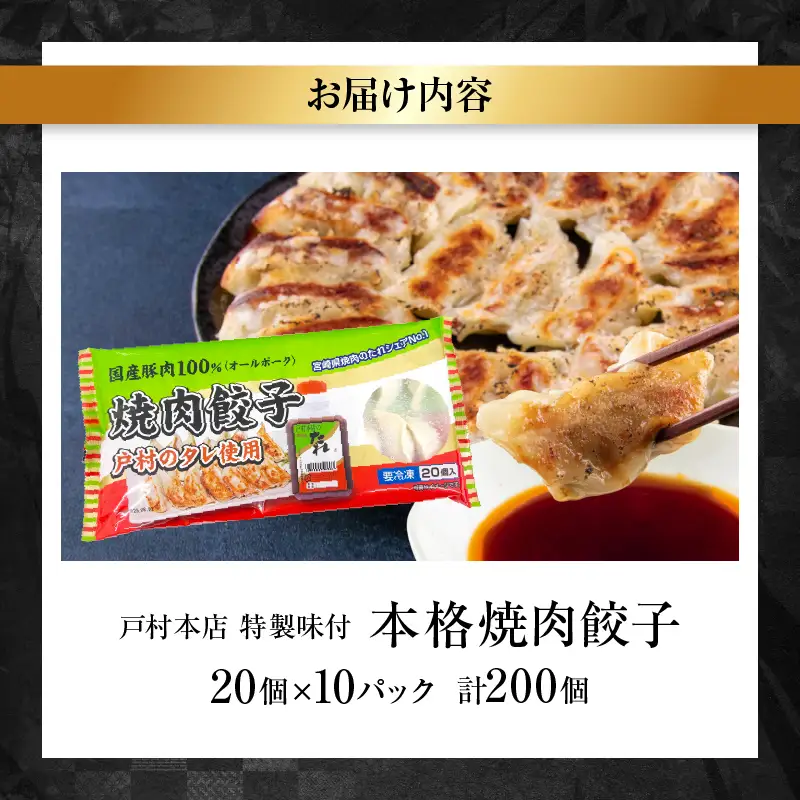 焼くだけ!! 簡単調理 焼肉餃子 20個 × 10パック 計200個_DB33-25
