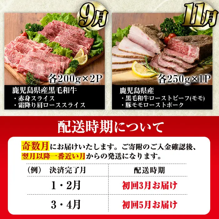 No.1246 ＜定期便・全6回(奇数月)＞お楽しみ！大人気の返礼品定期便 お試しコース(総重量5kg以上・ステーキ、霜降り焼肉、ローストビーフ等) 牛肉 黒毛和牛 和牛 ステーキ すき焼き しゃぶしゃぶ 焼肉 BBQ キャンプ 定期便 頒布会 A5 冷凍 ギフト 贈答【LRプラスK】