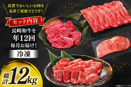 牛肉 和牛 定期便 長崎和牛 バラエティ 12回