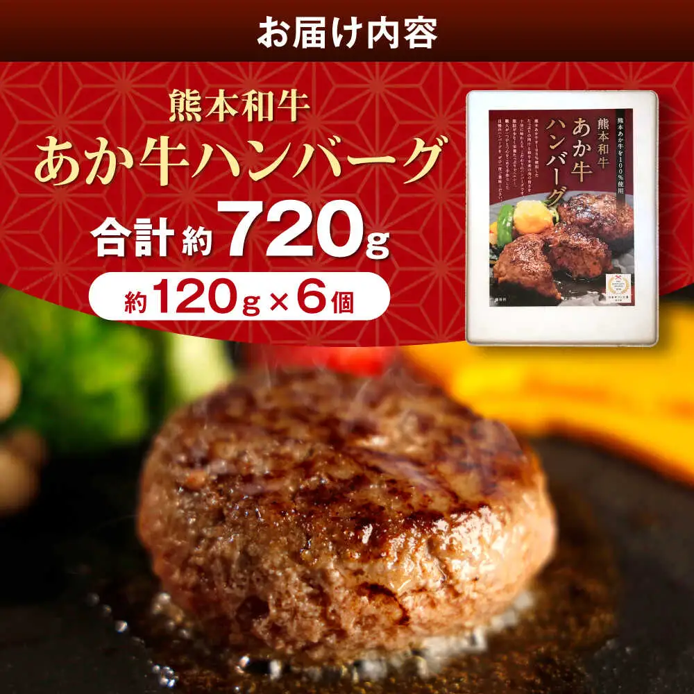 あか牛100％ハンバーグ 約120g×6個 ハンバーグ[AYCQ001]