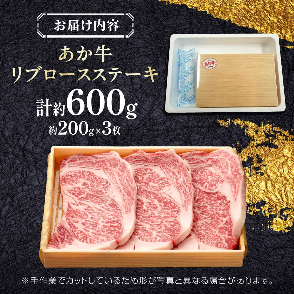 【GI認証】くまもとあか牛リブロースステーキ 約200g×3枚 和牛 ステーキ 熊本県 [AYCQ014]