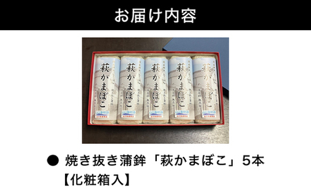 エソ100％「萩かまぼこ」170g 白5本 【化粧箱入】（国産鮮魚エソ100％）