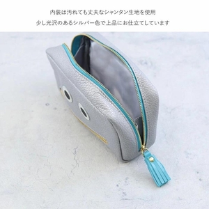 【通しマチ/ニッコリポーチLAERGE/全20色】毎日の相棒♪定番/通しマチ仕様のふっくらモンスターマルチポーチ レディース 化粧ポーチ コスメ メイク 大容量 マルチ 大きめ 機能的 プレゼント ブルー