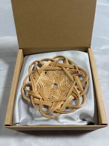 竹細工 白竹 コースター ツヤなし(身)六芒星デザイン 自然素材 手仕事の美 宮崎県三股町産真竹使用