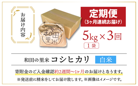 【先行予約】【令和7年産　新米】【3ヶ月定期便】】和田の里米 5kg 3ヶ月連続【2025年10月より順次発送】