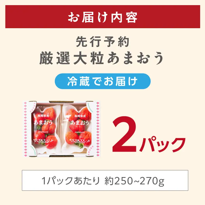 【2027年先行予約】厳選大粒あまおう(約250-270gx2パック)【044-0085】