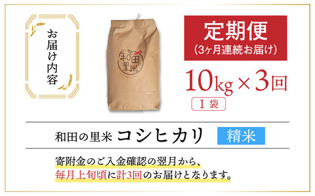 【先行予約】【令和7年産　新米】【3ヶ月定期便】和田の里米 10kg 3ヶ月連続【2025年10月より順次発送】