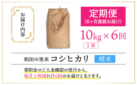 【先行予約】【令和7年産　新米】【6ヶ月定期便】和田の里米 10kg 6ヶ月連続【2025年10月より順次発送】