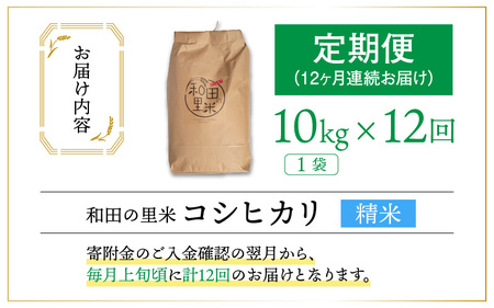 【先行予約】【令和7年産　新米】【12ヶ月定期便】和田の里米 10kg 12ヶ月連続【2025年10月より順次発送】