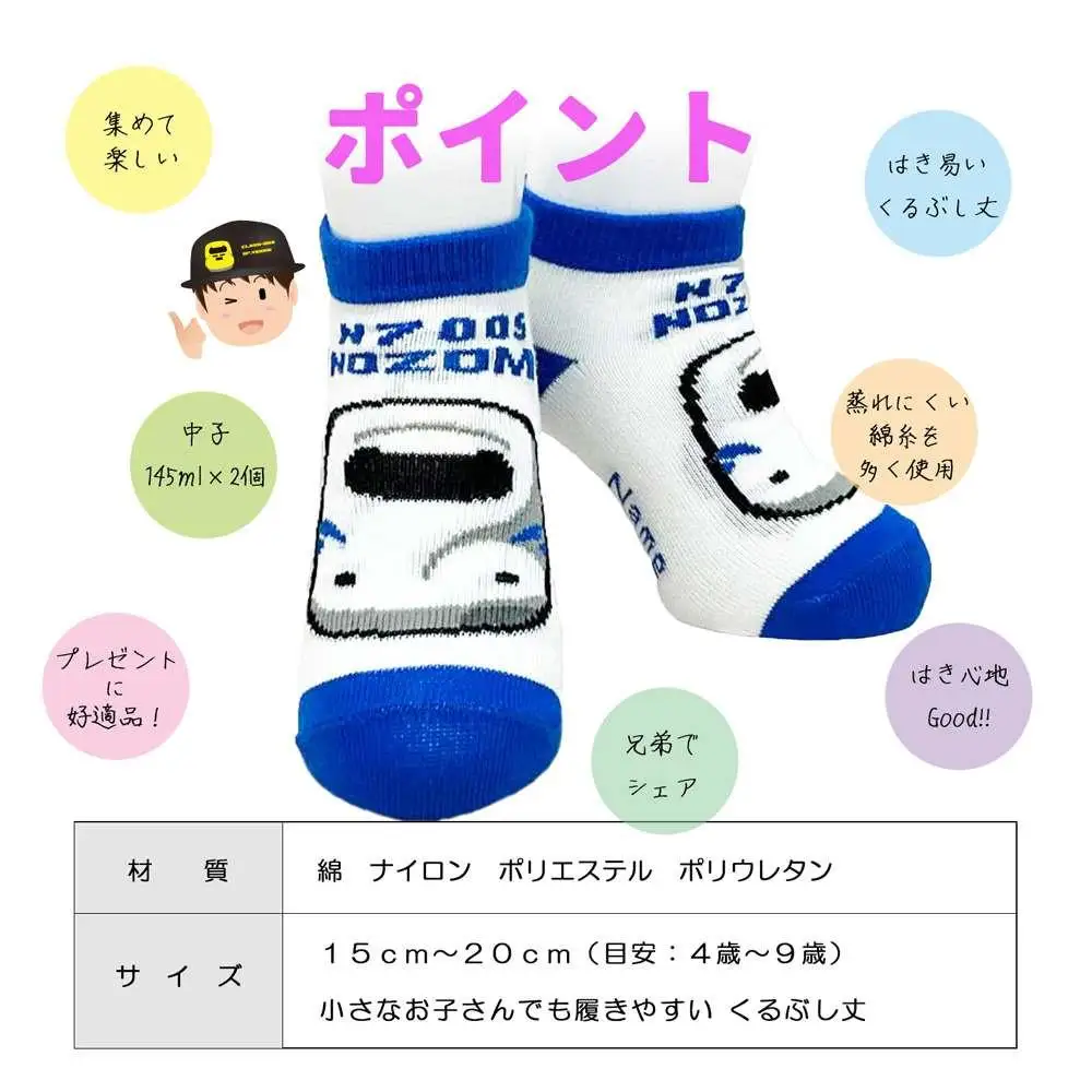 鉄道グッズセット（おでかけGOGO・子ども用鉄道くつした）青・のぞみ