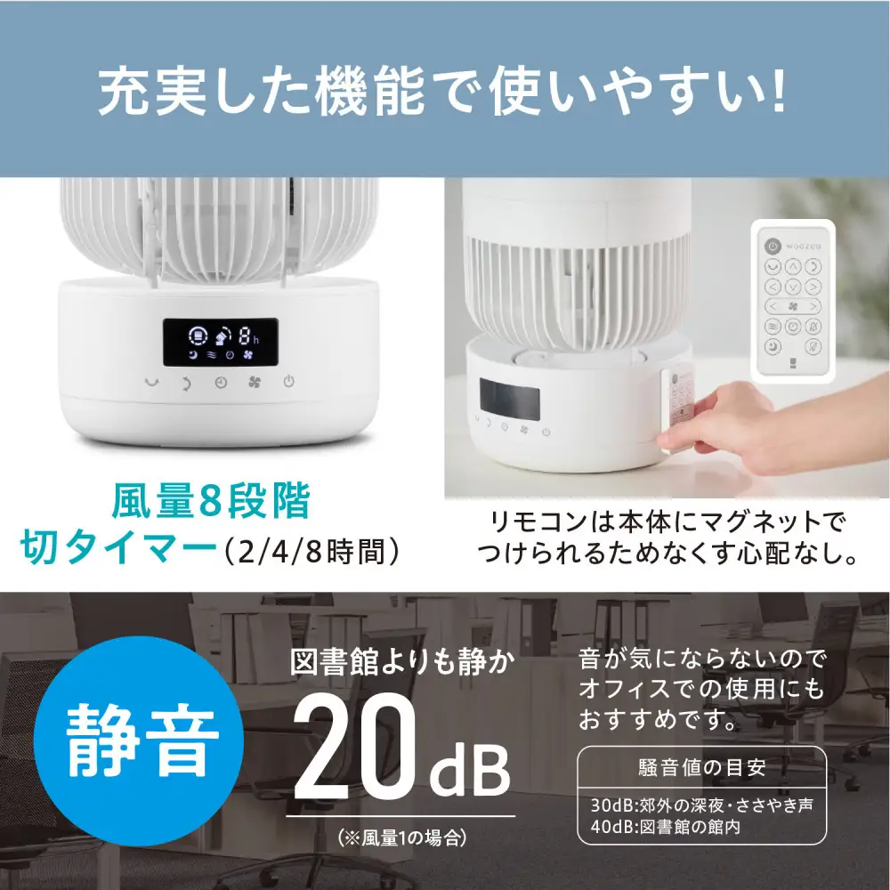 サーキュレーター DC円柱型 15cm アイリスオーヤマ PCF-CD15TECA-W ホワイト
