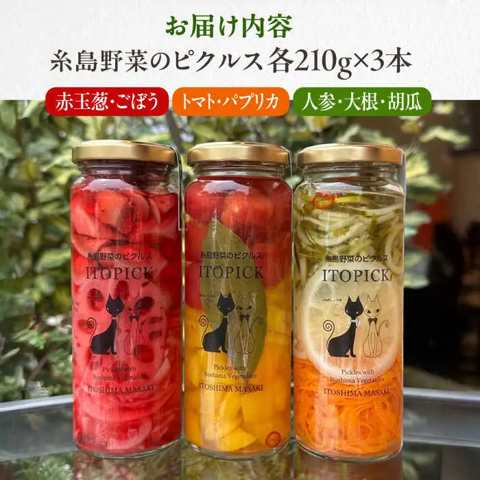 【ITOPICK】糸島野菜のピクルス3本セット 糸島市 / 糸島正キ [AQA098]