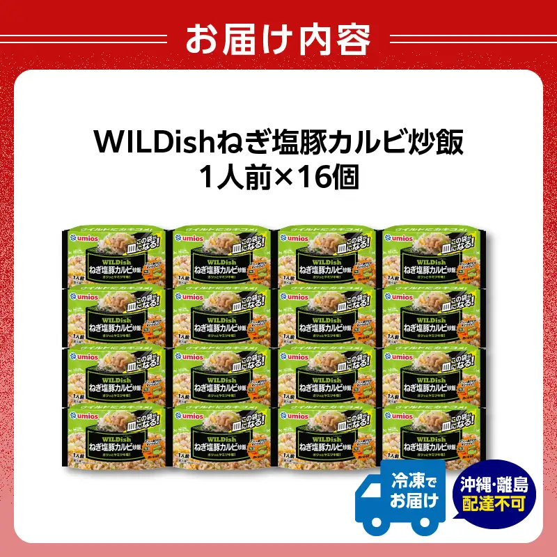 Umios 冷凍食品 WILDish ねぎ塩豚カルビ炒飯 １人前×16個入り 045-008