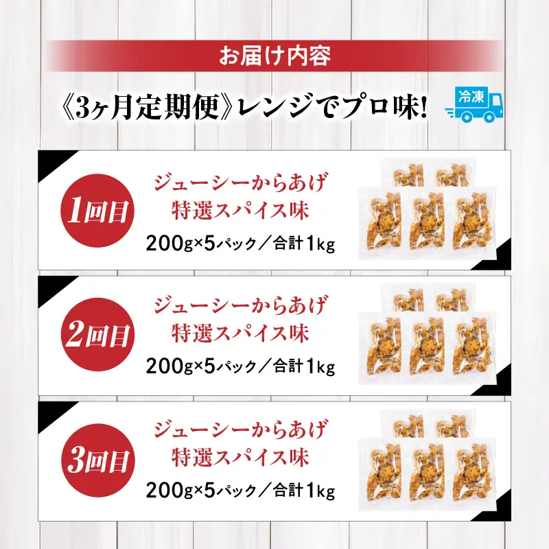 【3か月定期便】レンジでプロ味！からあげ３か月定期便鶏肉 肉 鶏モモ肉 肉惣菜 惣菜 お惣菜 調理済み 冷凍 個包装 使い勝手 普段使い お弁当 おかず 冷凍食品 冷凍からあげ 食品 小分け 便利 レンジ グルメ おすそ分け 簡単調理 宮崎 高千穂_Tk005-t043