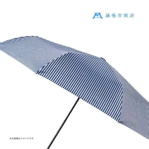 【藤巻百貨店】Ramuda 晴雨兼用 耐風折りたたみ傘 甲州織ロンドンストライプ/ネイビー