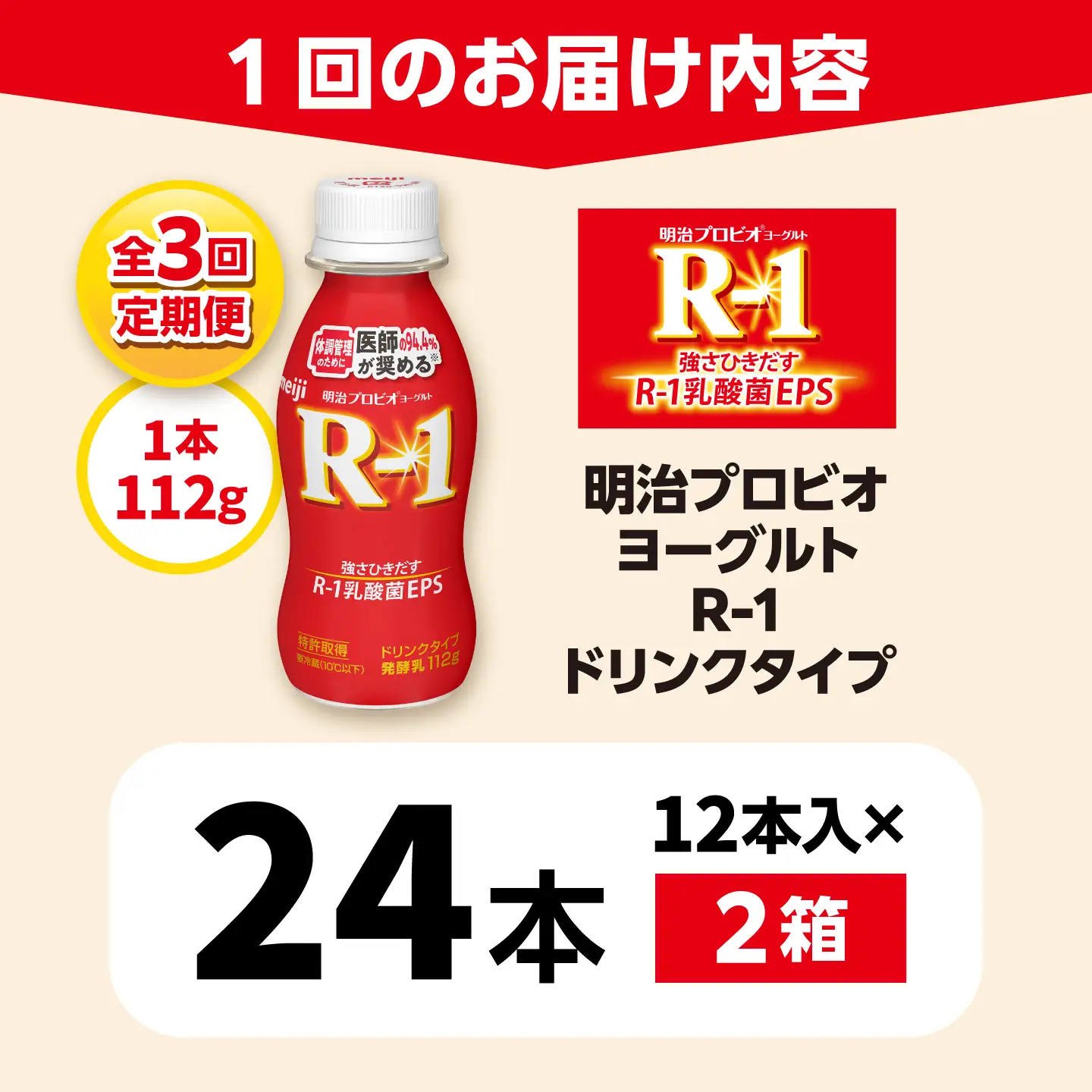 【3回定期便】明治プロビオヨーグルトR-1ドリンクタイプ24本 稲沢市 / 株式会社昭和[BMAW004]