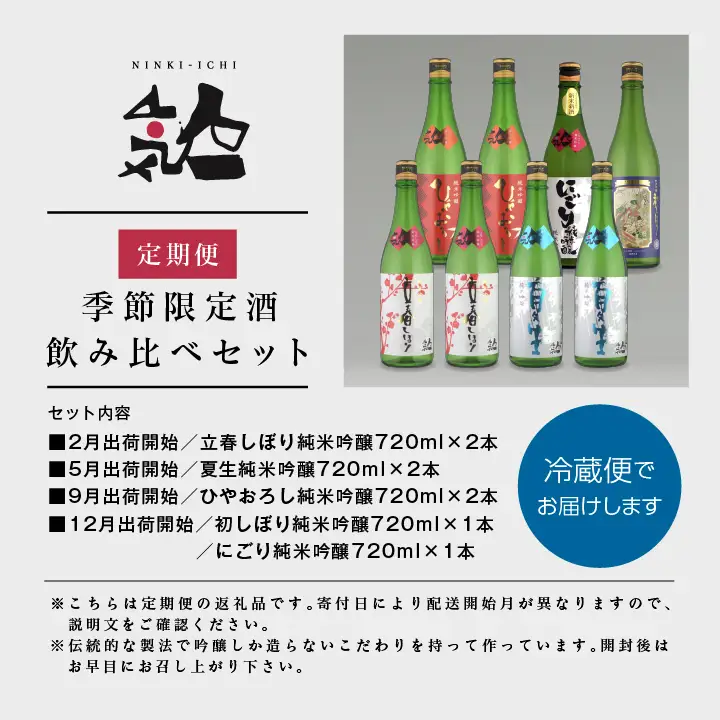 【定期便】年4回届く！人気酒造の季節限定酒を飲み比べ 【人気酒造株式会社】