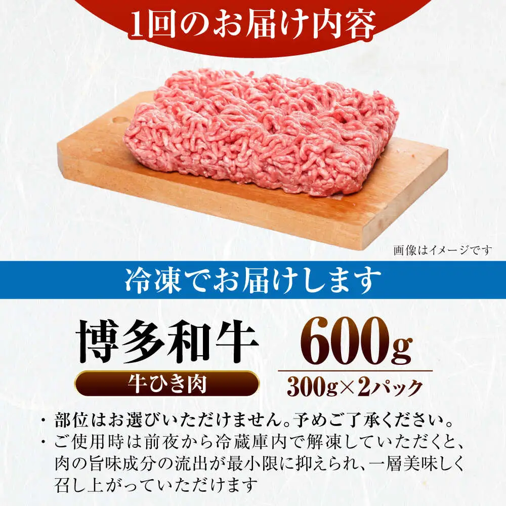 【全6回定期便】【訳あり】 博多和牛 100％ ミンチ (挽肉) 600g（300g×2個） [VDZ094] ひき肉 牛肉 ハンバーグ