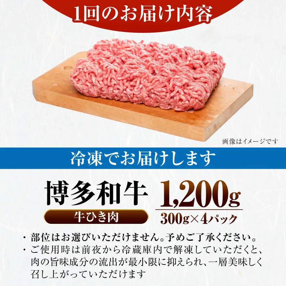 【全2回定期便】【訳あり】 博多和牛 100％ ミンチ (挽肉) 1.2kg（300g×4個） [VDZ096] ひき肉 牛肉 ハンバーグ